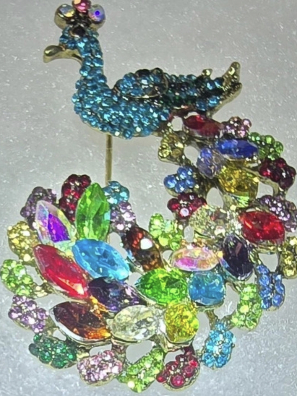 Multicolor Peacock Brooch - Picture 6 of 7